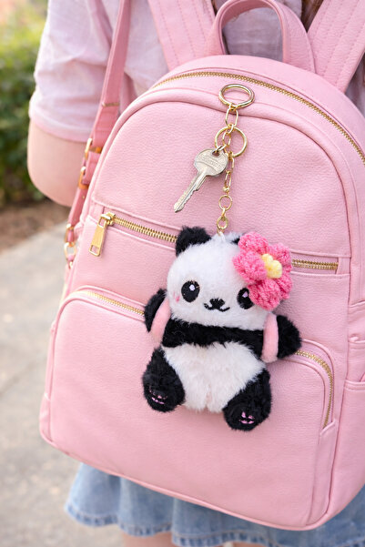 DKY حقيبة ظهر لطيفة على شكل باندا مع سلسلة مفاتيح وحقيبة سحرية