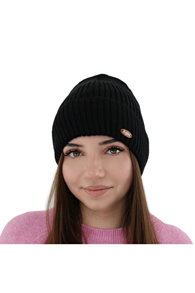 OEM Căciulă de iarnă pentru femei Shila, culoare neagra, cu lână merino, bumb...