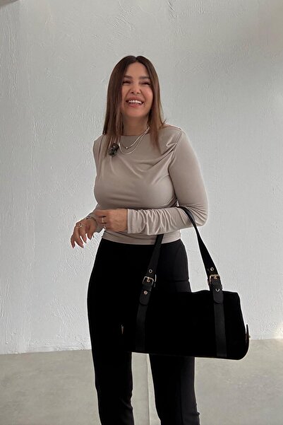 ELVAN TOLON Beige Draped Slim Blouse