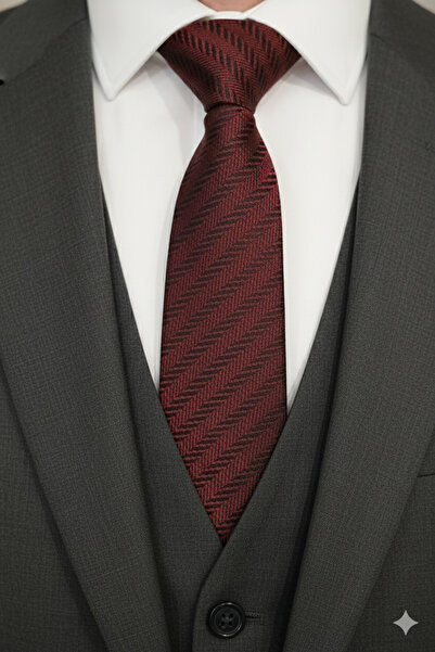 Gutiero Κλασική γραβάτα με μαντήλι με μπορντό σχέδιο