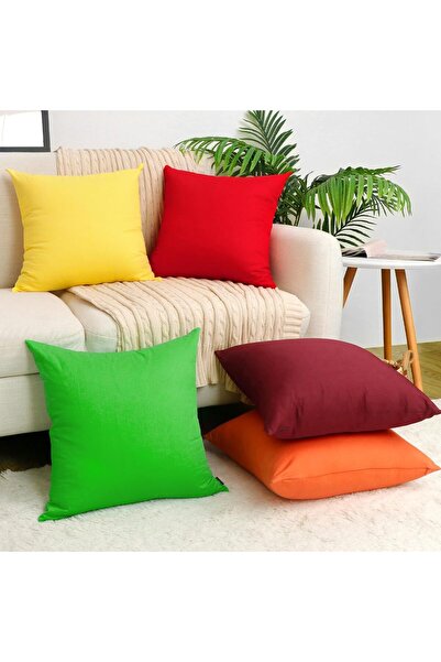 COM LIVING HOUSE Set 2 fete de perna 70x70 cm bumbac ranforce rosu