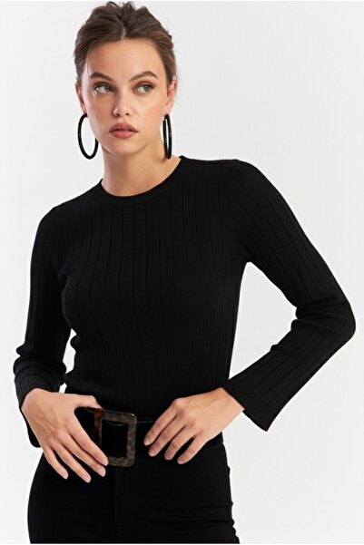 Be Best Women's Black Short Knitwear Blouse Be313