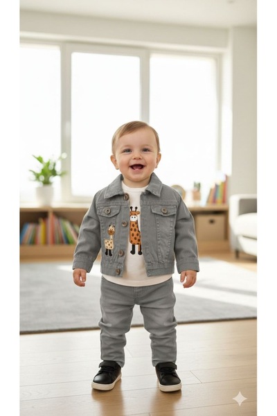 ZEYBABY Boy's 3-Piece Sulfur Denim Suit