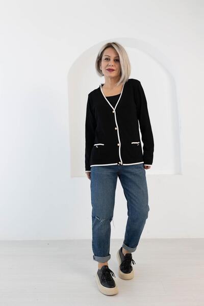 SİSTA MODA 835 CEP DETAY ŞERİT GEÇİŞLİ MERSERİZE HIRKA