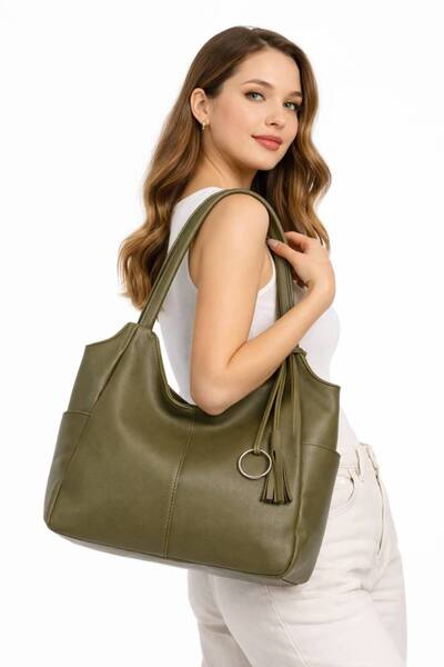 chocolatebag Women's Large Casual Model Selay Shoulder and Arm Bag Khaki