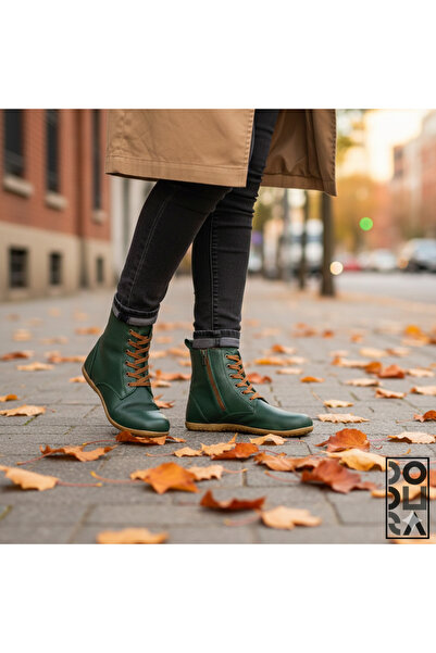 Dodura Barefoot Bot - Premium Deri (Koyu Yeşil-Krep) DDRBOTKYN01