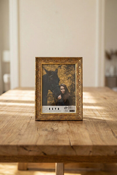 Asya Çerçeve Dekoratif Lüks Antik 15x21 Gold İşlemeli Ayaklı Plastik Fotoğraf...