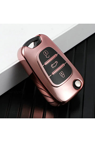 Alazpay Hyundai I20 Ix20 I30 Ix35 Elantra Glossy Tpu Key Case Cover (Rose)