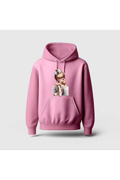 Ada Kostüm Tasarım سويت شيرت بقلنسوة بتصميم راقصة الباليه الحلوة مطبوع