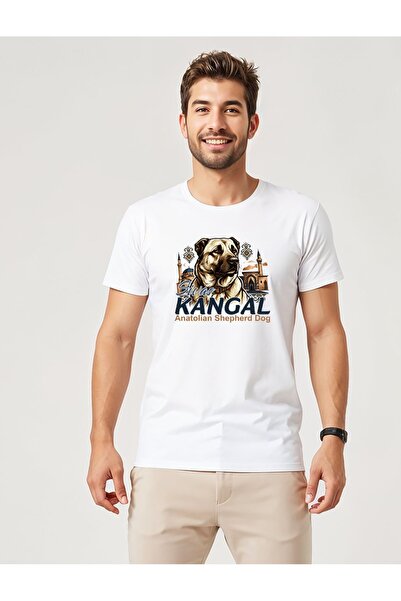 ONUR KANGAL تي شيرت مطبوع برقبة دائرية بتصميم كلب كانجال K001