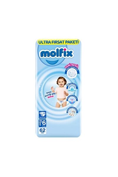 Molfix Bebek Bezi Ultra Fırsat Paketi 6 Beden 15+ Kg 62 Adet