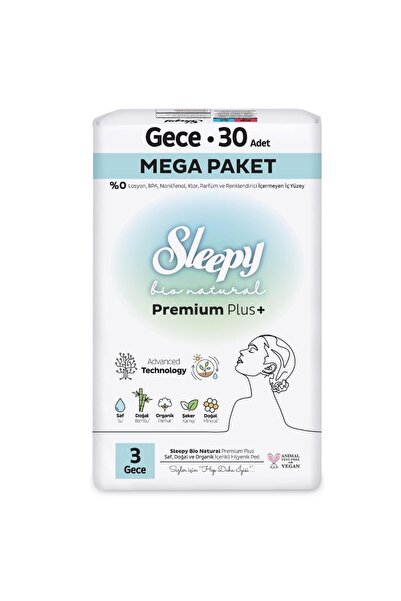 NW NessiWorld Bio Natural Premium Plus Mega Night Pad 30 Pieces