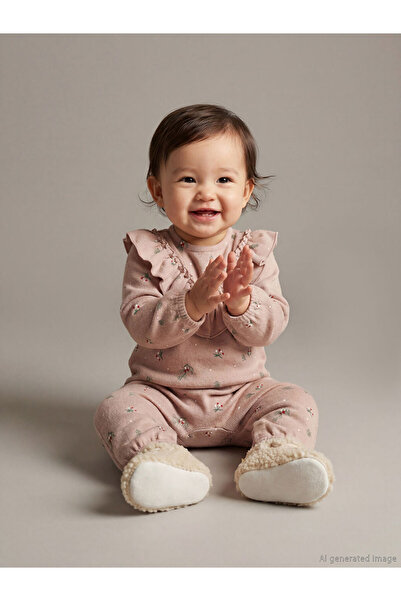 LC Waikiki Кафяво ромперче с набори за момиченце