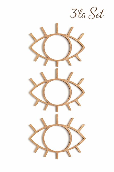 Bohem Shop 3 adet 40 Cm 6 MM Kirpikli Düz Göz Kesim Kasnak Boyanabilir Ham Md...