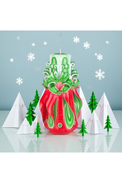 EVE CANDLES Hand carved candle CHRISTMAS GARLAND, 10x18cm, 500g, 66h burning ...