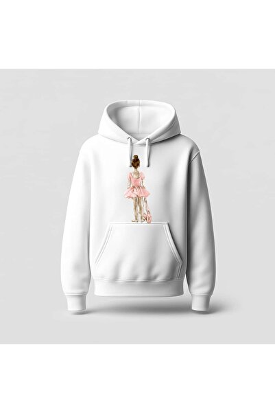 Ada Kostüm Tasarım Pink Ballerina Printed Hoodie Sweatshirt