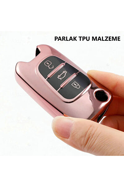 Alazpay Hyundai, Kia Compatible I20, Ix20, I30, Ix35, Elantra Glossy Tpu Key Case Cover (Silver)