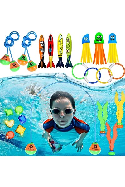Generic مجموعة ألعاب الغطس لحمامات السباحة من أندانا، 24 قطعة