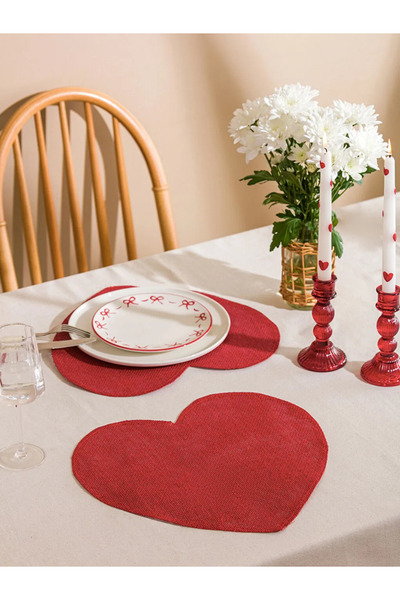 LC Waikiki Lcw Home Red Heart Figured American Serving Set 2 Pieces 38 cm