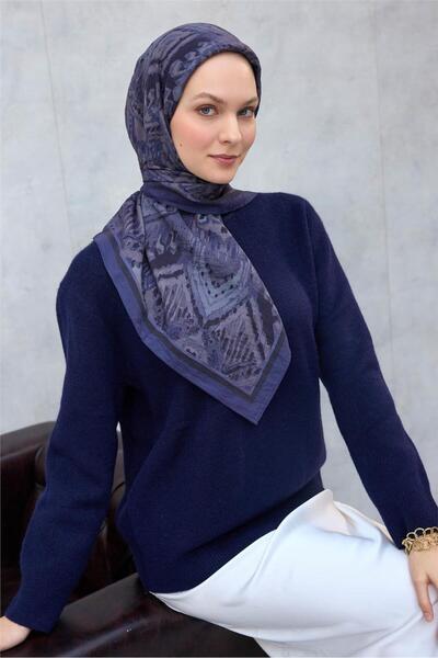 Silk Home Κασκόλ Viscon Velora Four Seasons Μικτό σχέδιο Σκούρο Μπλε 90x90