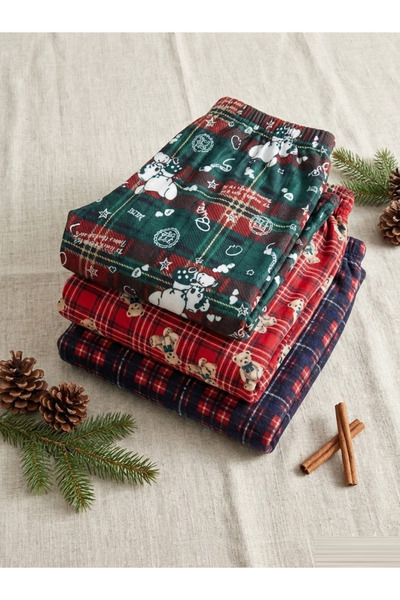 Pi Giyim طقم بيجامة نسائية من 3 قطع من الجلد المدبوغ باللون الأخضر والأزرق ال...