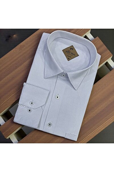 GÖMLEK GALERİSİ Men's Classic Wide Cut Patterned Long Sleeve Shirt