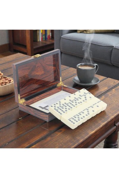 ELSELİFE Premium Domino Set with Luxurious Wooden Box Design 28 Pieces Double 6 Family Game