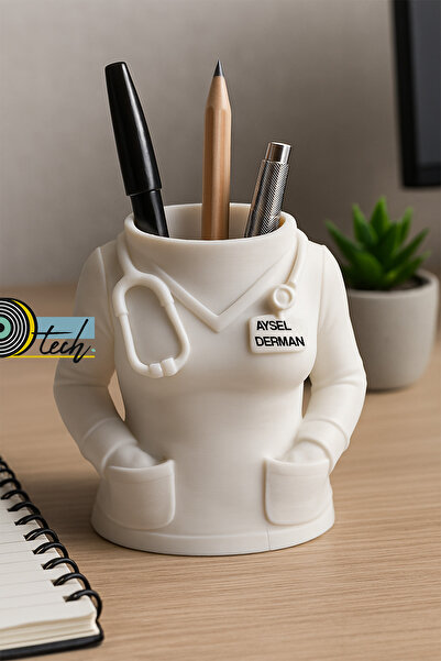 DTech3D Kadın Doktor Önlük Kalemlik Kişiye Özel İsimli