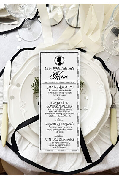 Pankart Evi 6 Bridgerton Themed Party Menu Cards - Lady Whistledown - Birthda...