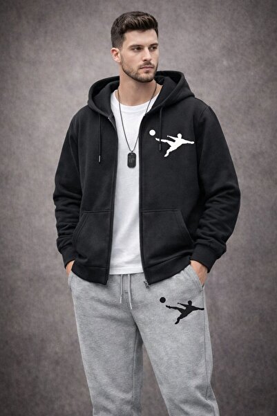 HerTarzınTrendi Unisex Hooded Sports Tracksuit Set Printed Football Golf Bask...