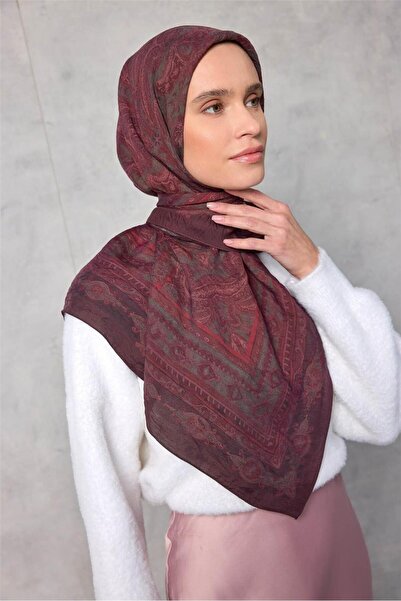 Silk Home وشاح فيسكوز فيلور للفصول الأربعة بلون البرقوق الداكن 90×90