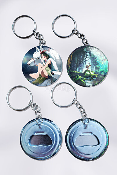 ZipZap Mononoke-Hime Anime Bag Ornament Keychain Charm (2 Pcs)