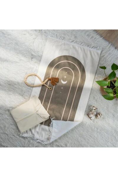 Smart طقم سجاد صلاة للأطفال باللونين الكريمي والأخضر