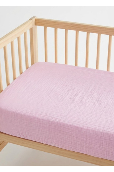 Joyous Mom Kids 100% Cotton Muslin Fitted Sheet - 4 Layers, Breathable Fabric...