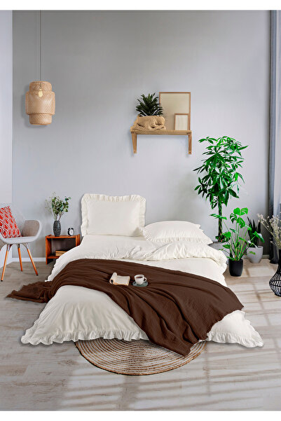 Monolisse 100% Cotton 4-Layer Muslin Double Blanket Brown 200 X 230 cm