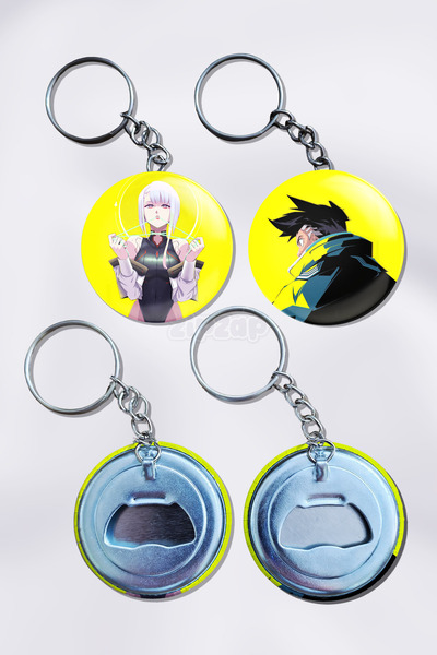 ZipZap سلسلة مفاتيح على شكل زخرفة حقيبة بتصميم سايبربانك أنيمي (قطعتان)