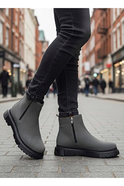 TUGERDİ Füme Süet Çift Fermuarlı Hafif Taban Yarım Bilek Tarz Erkek Bot TGE23...