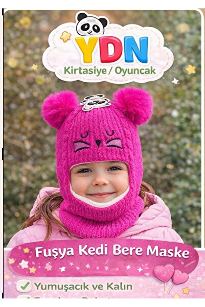 ydn 3-8 Yaş İçin Kız ve Erkek Figürlü İçi Polarlı Kar Maskesi