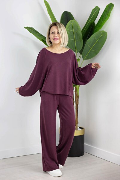 SİSTA MODA Premium 29 Boat Neck, Dirty Stitch Bluse, Palazzo Bottom Set