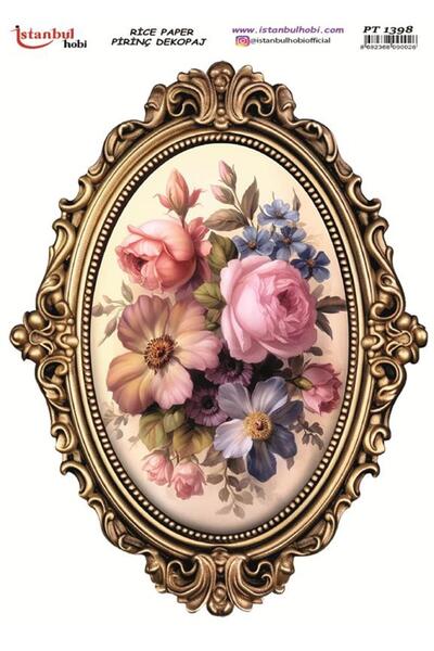 İstanbul Hobi Pirinç Dekopaj Kağıdı 30x42cm PT-1398 Çiçekler