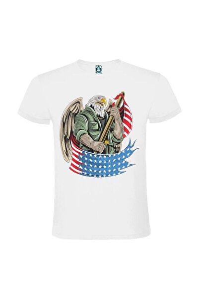 Printees Men's T-shirt - American Eagle with Flag