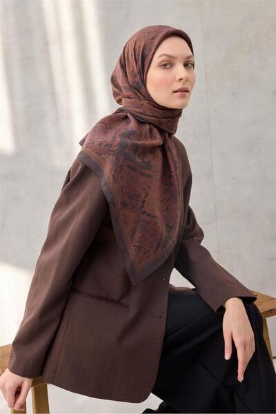 Silk Home وشاح فيسكوز فيلورا للفصول الأربعة بنمط مختلط بني مرير 90x90