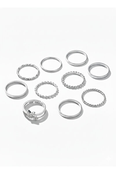 Ervalina مجموعة من 10 خواتم على شكل فراشة وخواتم مفصلية