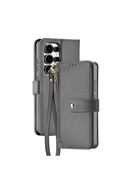Dux Ducis DuxDucis Leather Wallet Case for Galaxy S25 Ultra Gray