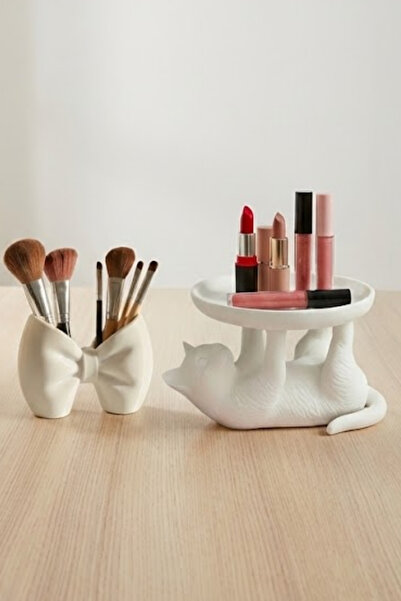 Oxyteez Makeup Organizer Set Makeup Organizer and Brush Holder Organizer White