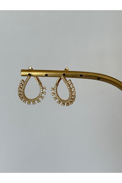 marsel aksesuar Special Series Waterway Stone Detail Curved Xp Gold Earrings