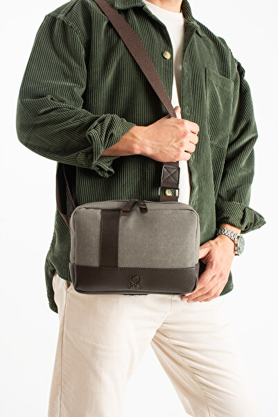 KASVA DERİ Canvas Fabric Crossbody Bag Unisex Tablet Bag Shoulder Bag with Strap