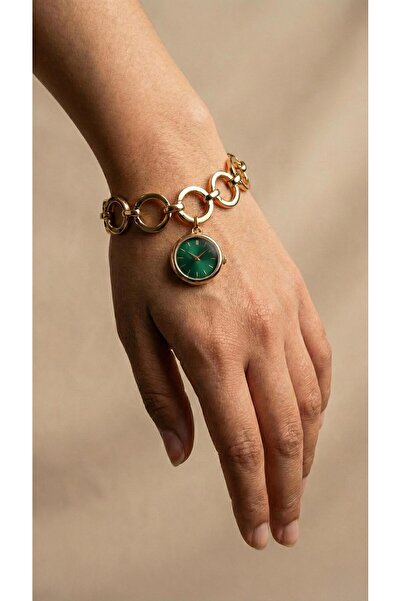 KLISHE Butik سوار ساعة نسائي من الفولاذ الذهبي والأخضر من كيندال، فاخر، إصدار...