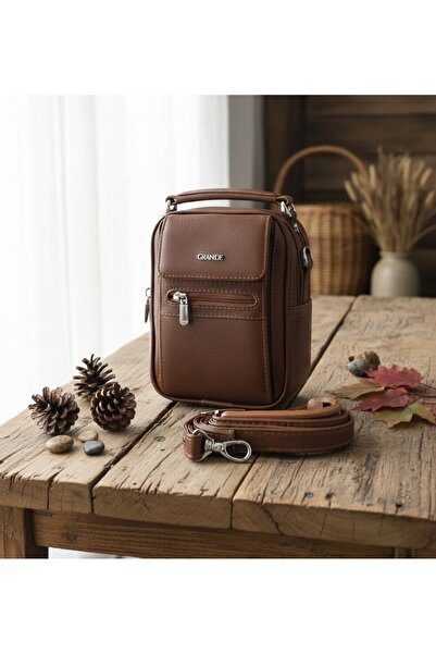 PASSTELL 100% Genuine Leather Men's Hand and Shoulder Bag with Long Strap