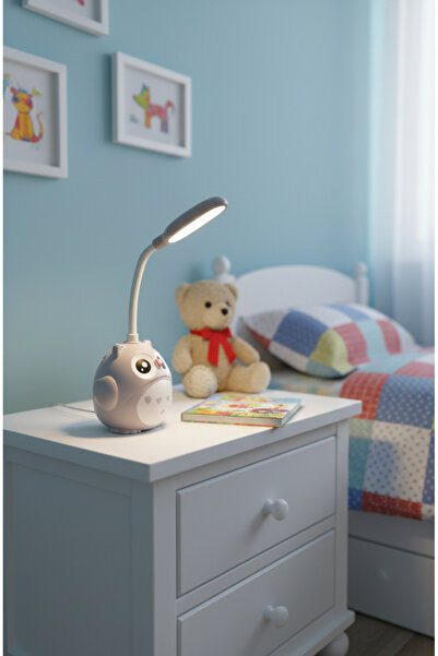 Home Baykuş Figürlü Masa Ve Gece Lambası-Kablosuz-Şarj edilebilir